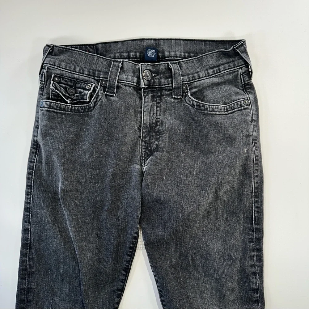 True Religion Ricky Flap Pocket Relaxed Straight Jeans Dark Gray 33